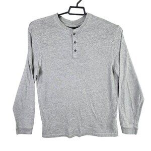 Mens Roundtree & Yorke Casuals Gray Henley Shirt Long Sleeve 100% Cotton Size M